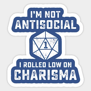 Dragons D20 Dice I'm Not Antisocial 2 Sticker